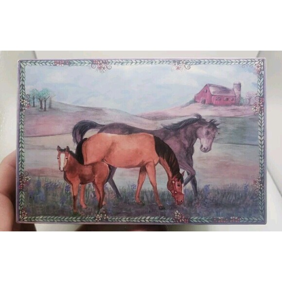 Enchantmints Music Jewelry Box. Horse Ranch Trinket Box With Mirror. Working - Picture 8 of 11
